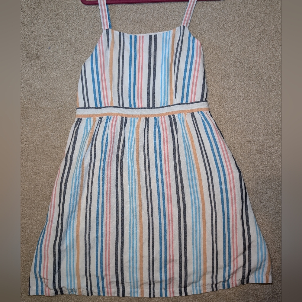LOFT Linen & Cotton Striped Sundress